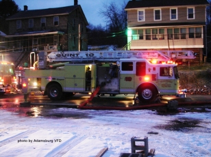 Residential Structure Fire With Injury, photo by Adamsburg VFD, Sta 10